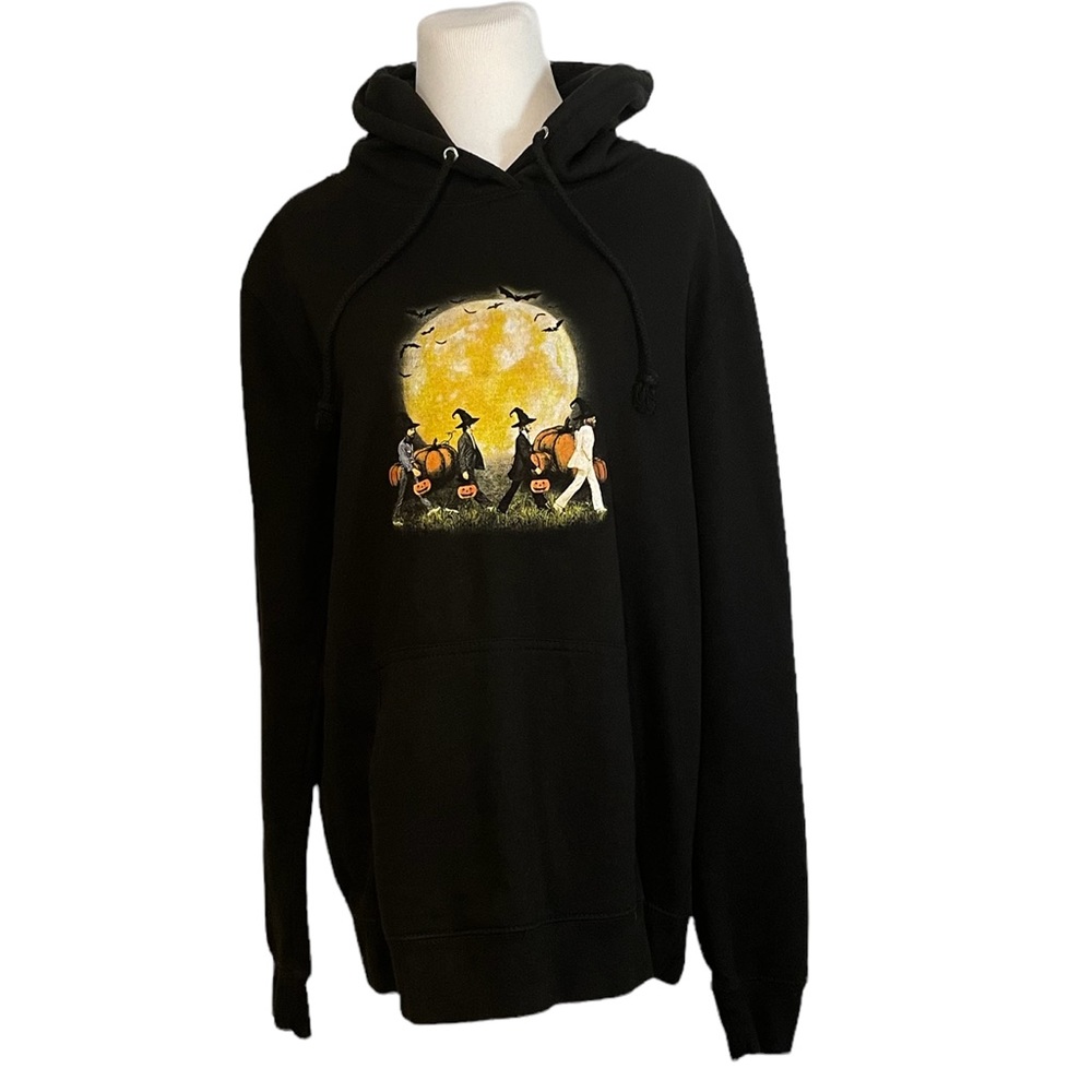 Just Hoods XL Black Abbey Road Beatles Halloween Long Sleeve Hoodie Sweat Shirt